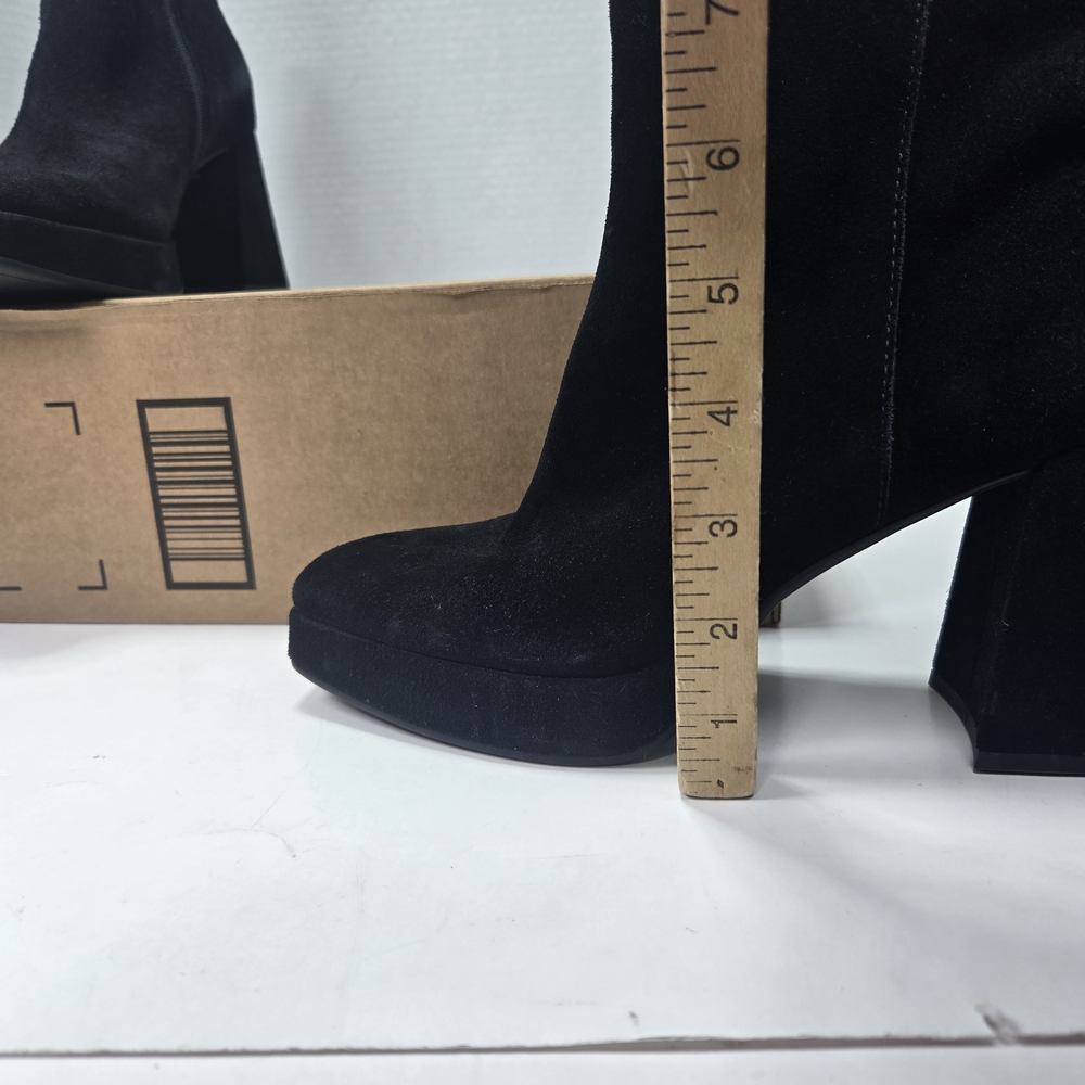 Dolce Vita Gracey Black Suede Leather Platform Block Heeled Boots Size 7.5 7 1/2 - Picture 14 of 16